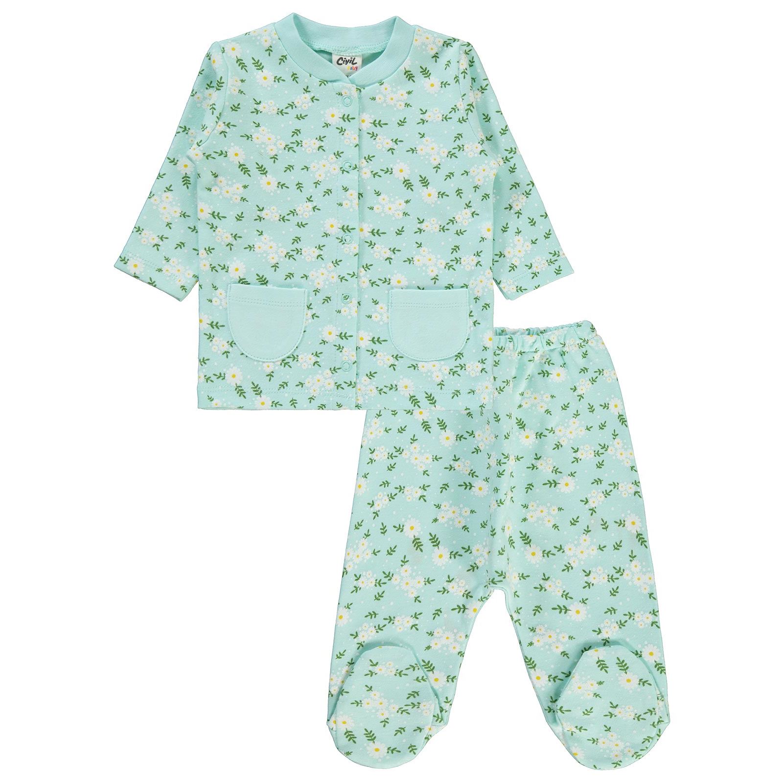 Civil Baby Kız Bebek Pijama Takımı 1-6 Ay Mint
