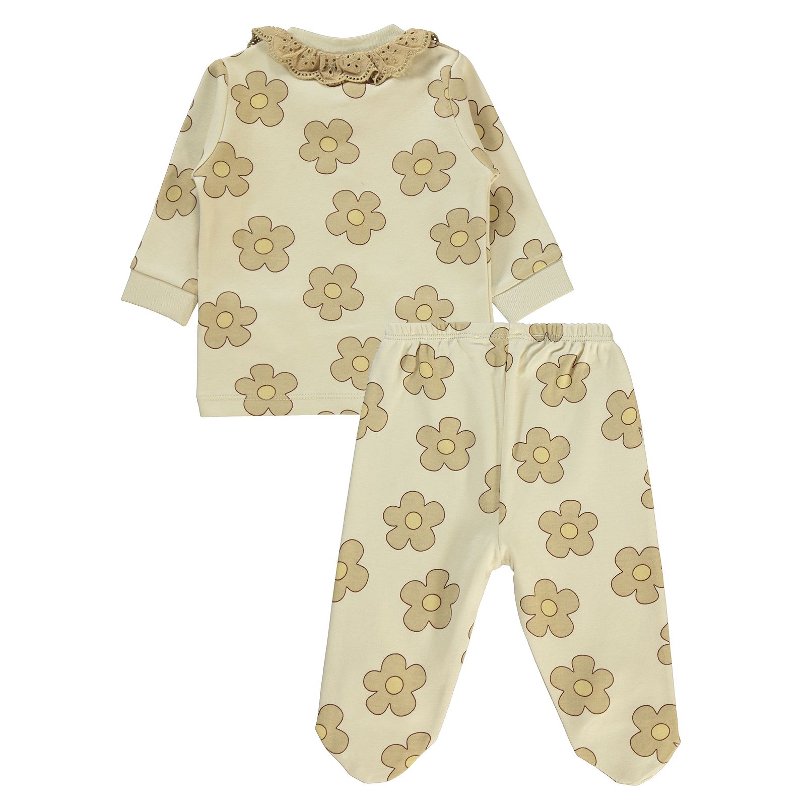 Civil Baby Kız Bebek Pijama Takımı 1-6 Ay Sütlü Kahve