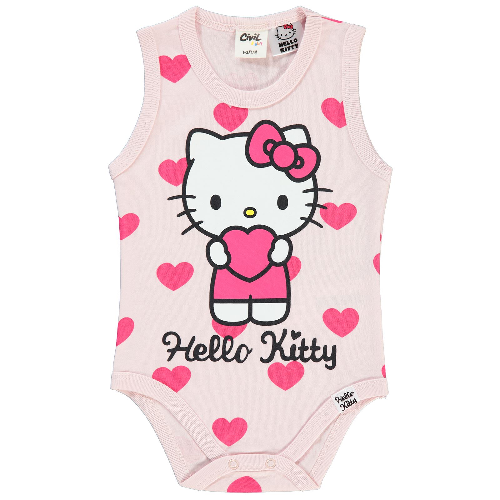 Hello Kitty Kız Bebek Çıtçıtlı Badi 1-18 Ay Açık Pembe