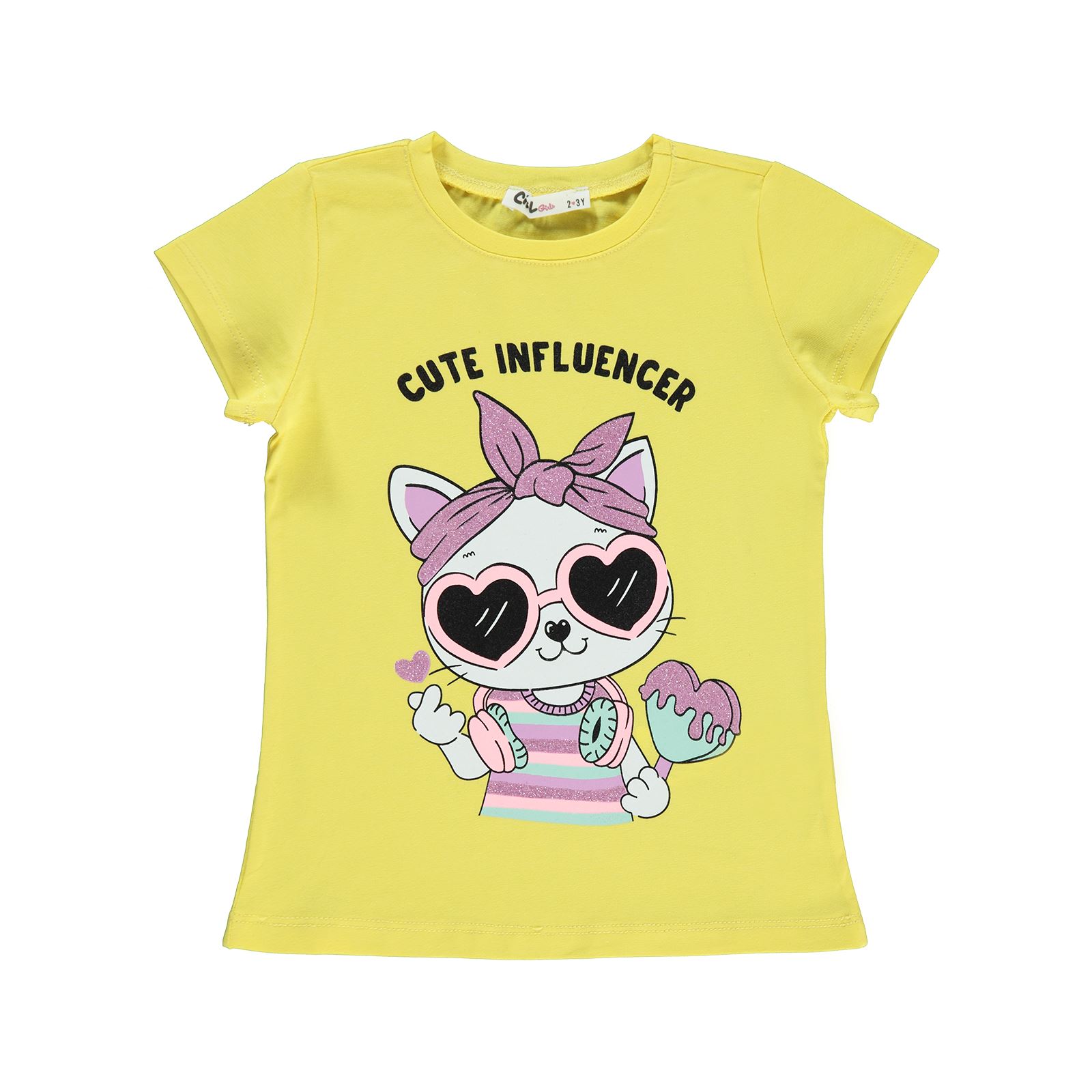  Civil Girls Kız Çocuk Tişört 2-5 Yaş Sarı