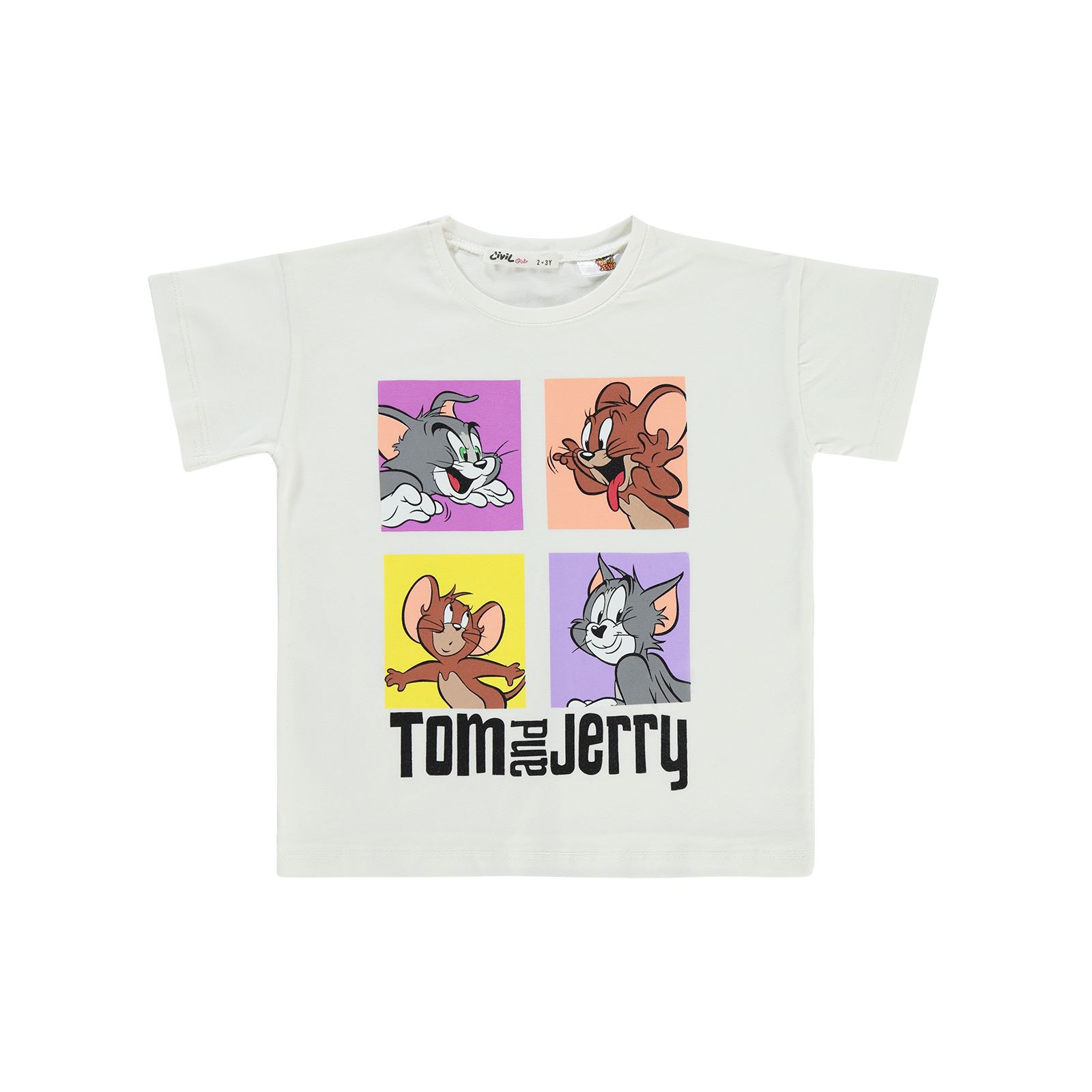 Tom And Jerry Kız Çocuk Tişört 2-5 Yaş Ekru