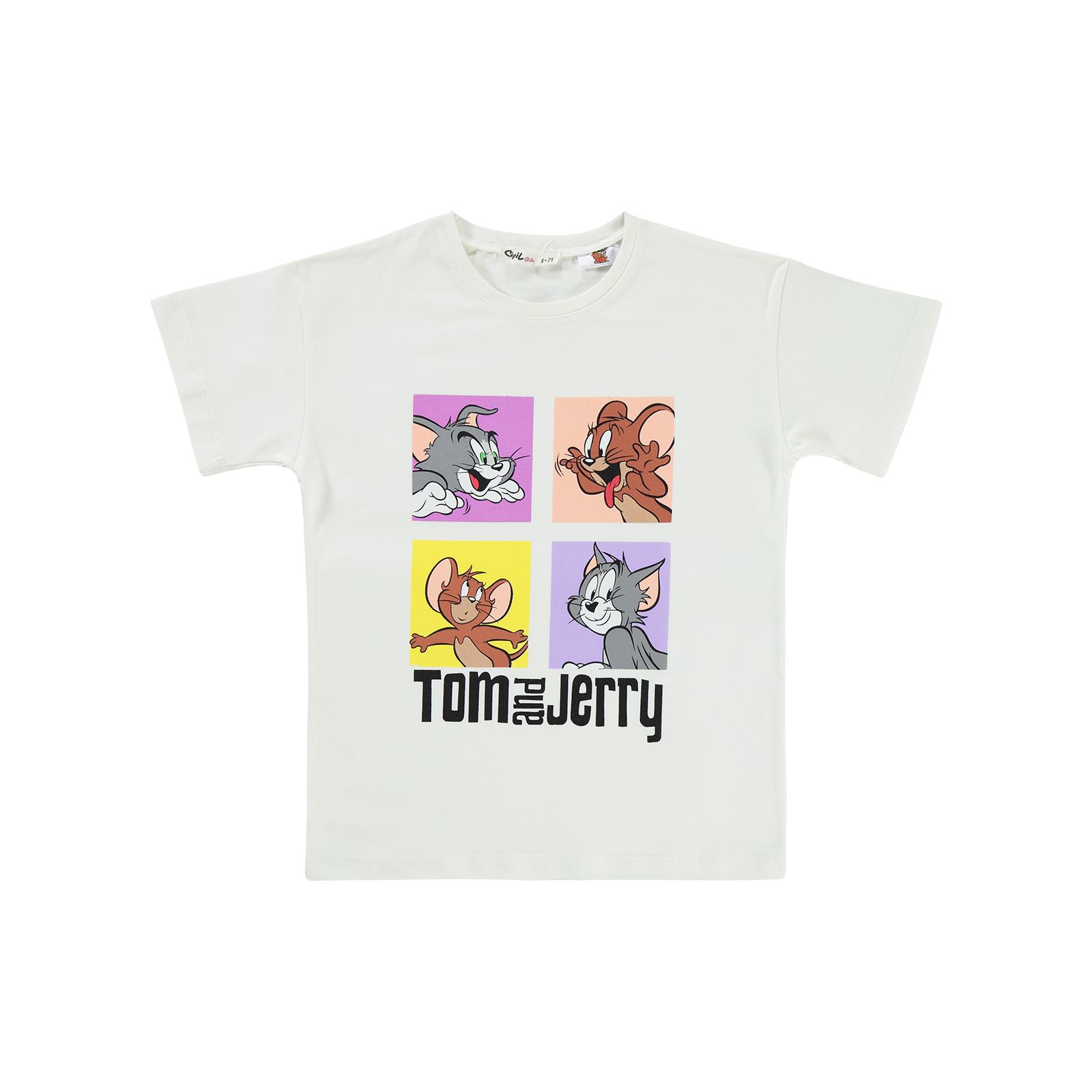 Tom And Jerry Kız Çocuk Tişört 6-9 Yaş Ekru