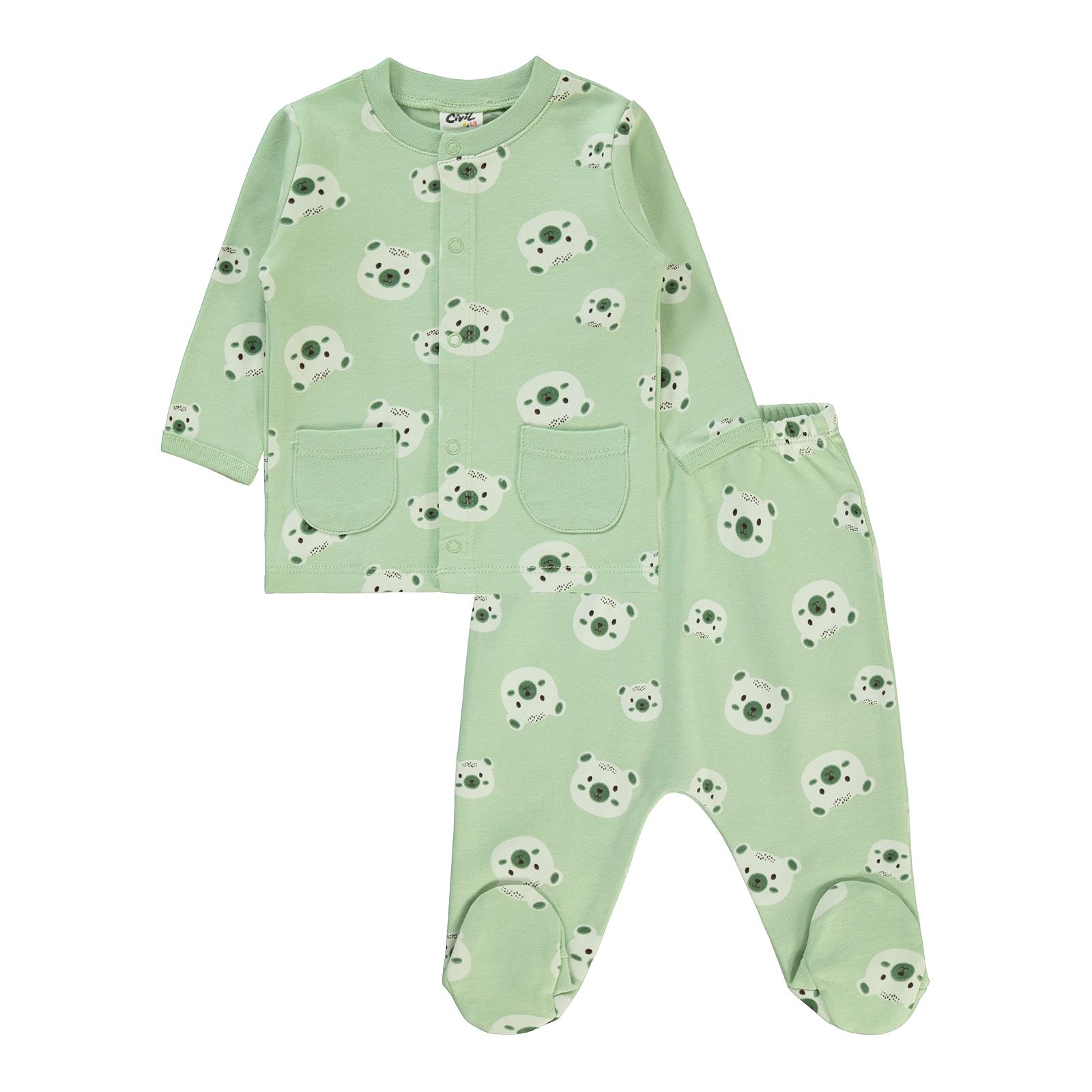 Civil Baby Erkek Bebek Pijama Takımı 1-6 Ay Soft Haki