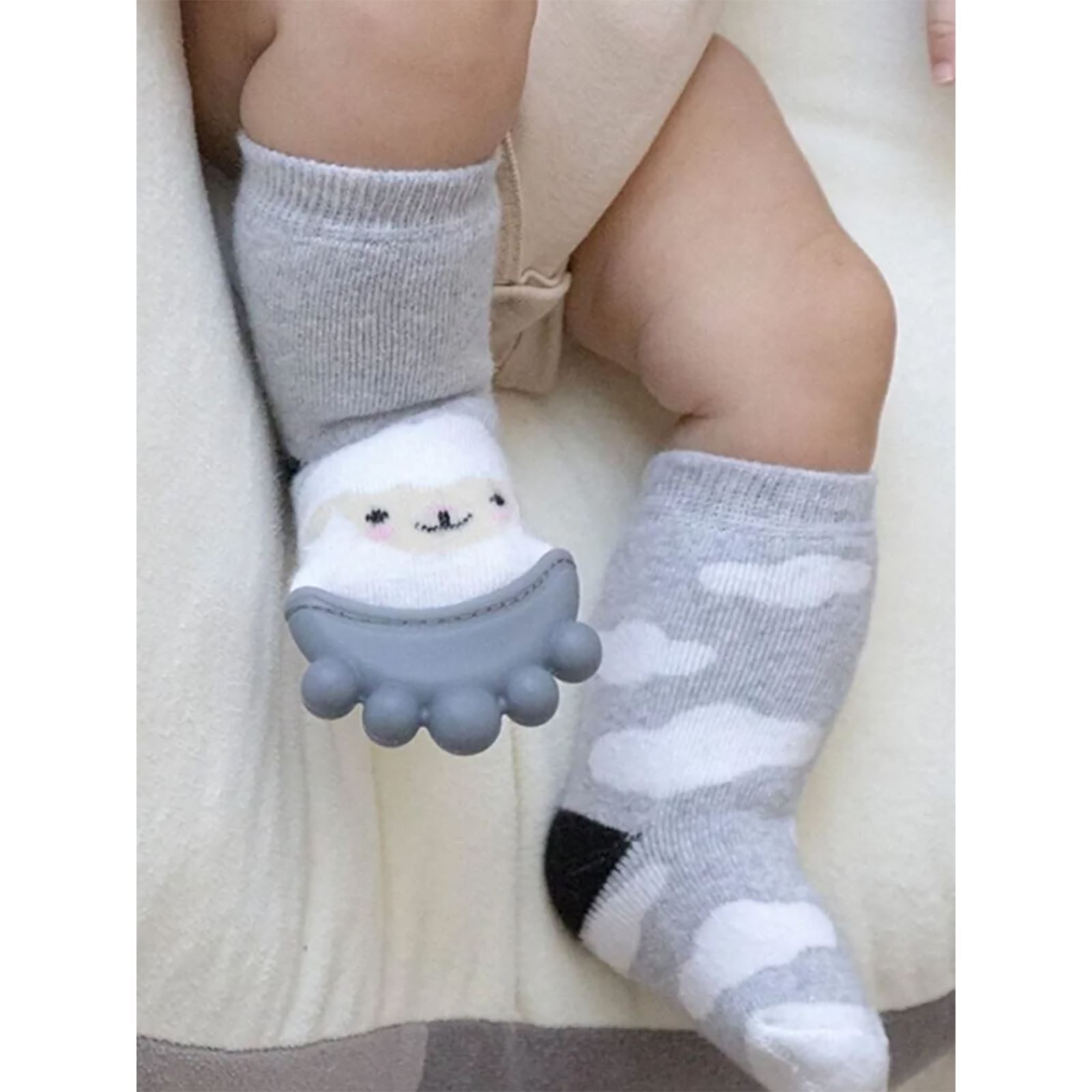 Babyjem Diş Kaşıyıcılı Havlu Bebek Kız Çorap Gri