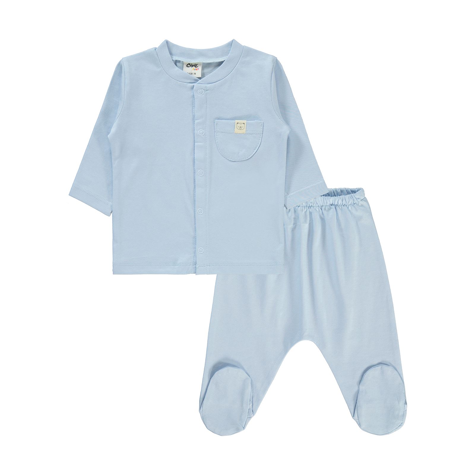 Civil Baby Bebek Pijama Takımı 1-6 Ay Bebe Mavi
