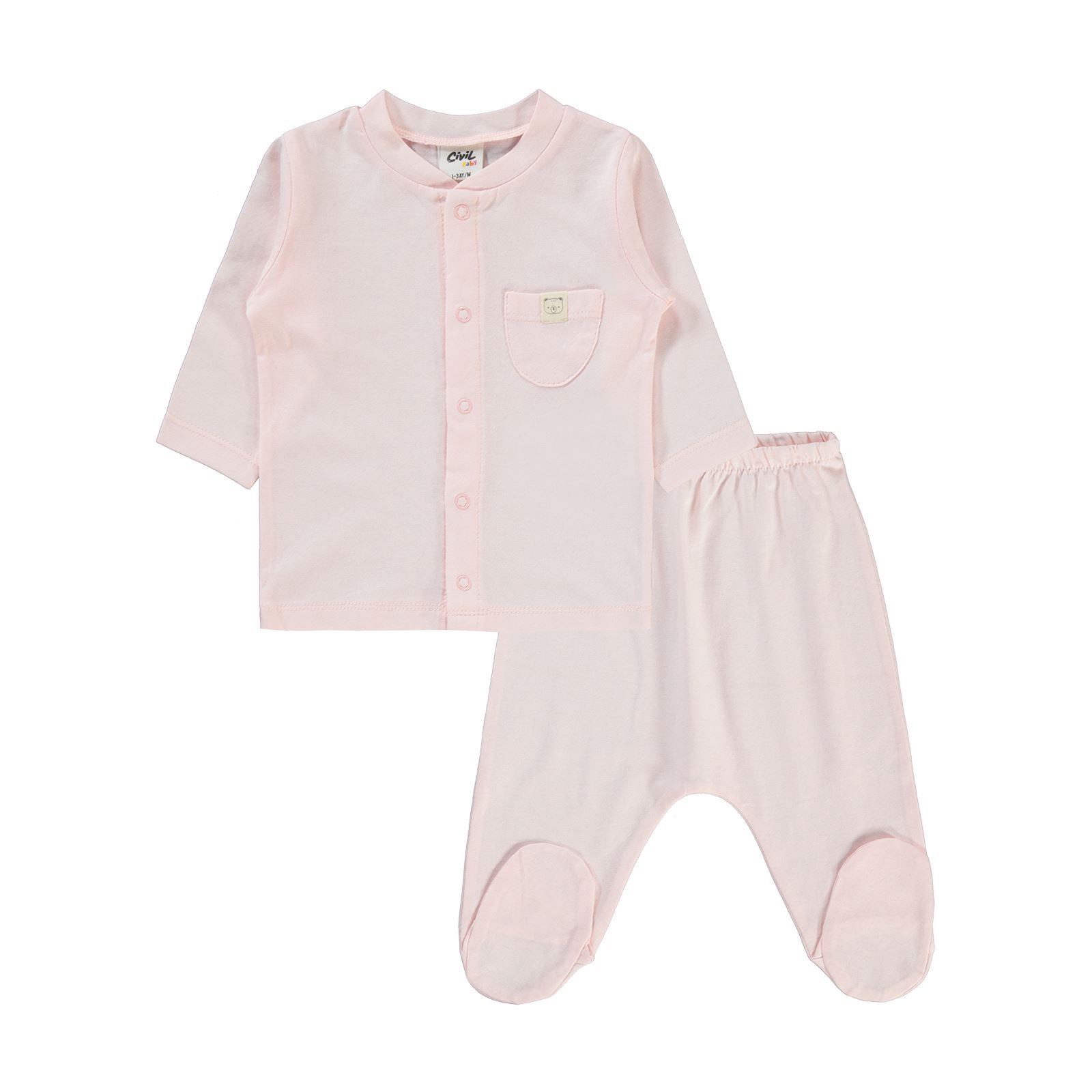 Civil Baby Bebek Pijama Takımı 1-6 Ay Açık-Pembe