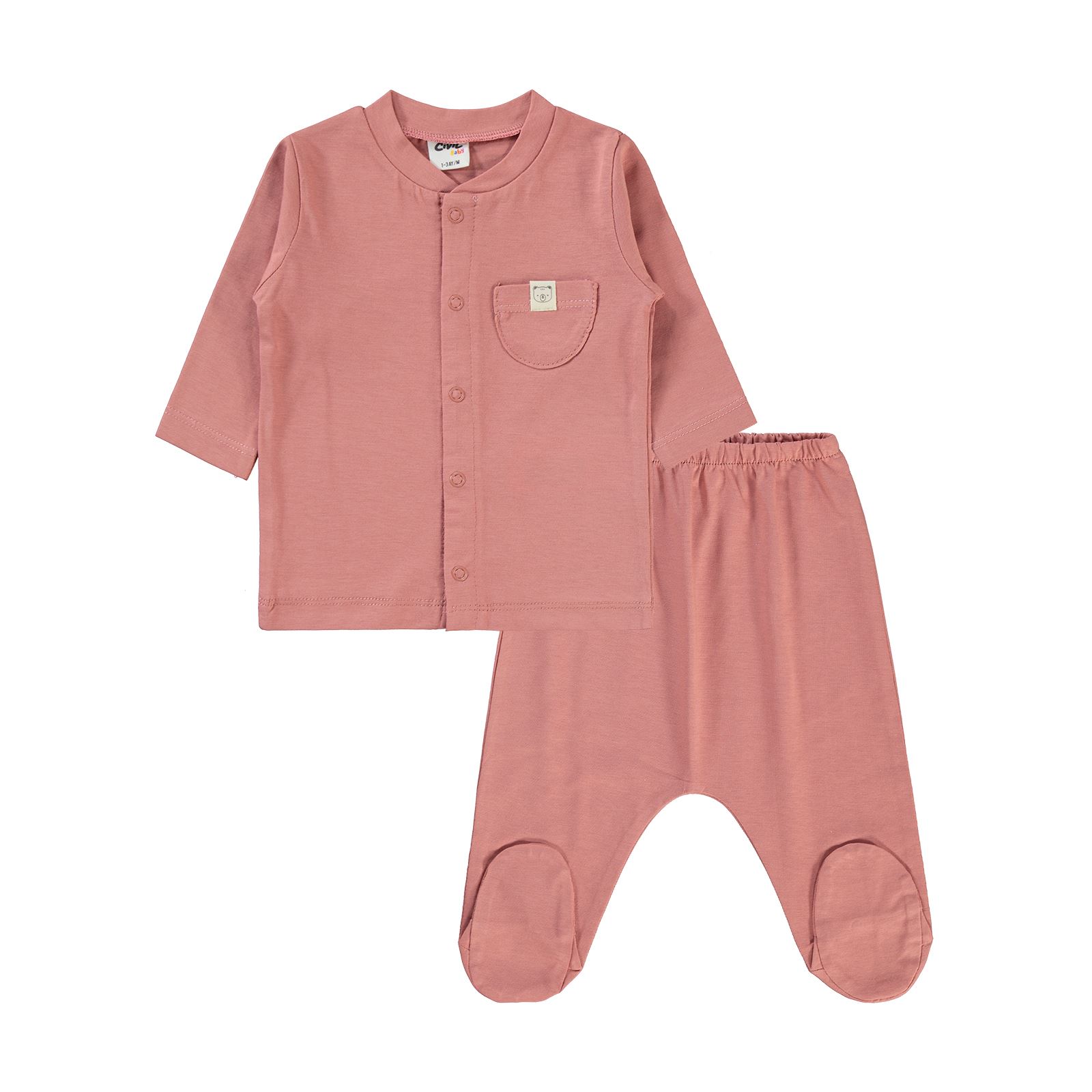 Civil Baby Bebek Pijama Takımı 1-6 Ay Gül Kurusu