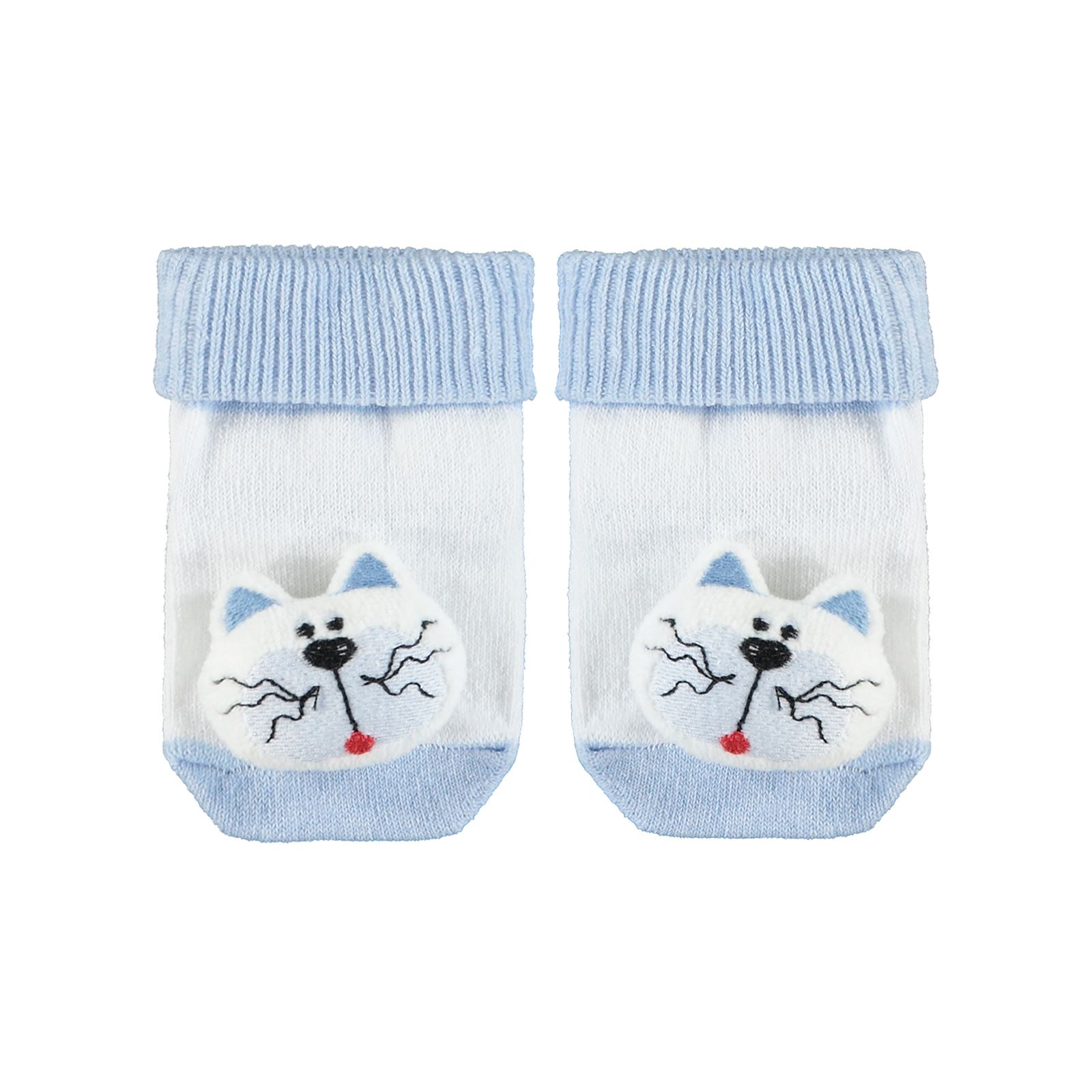 Minidamla Erkek Bebek Oyuncaklı Çorap Yenidoğan Mavi