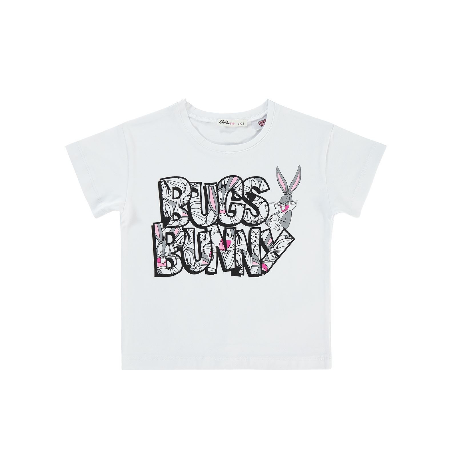 Bugs Bunny Kız Çocuk Tişört 2-5 Yaş Beyaz