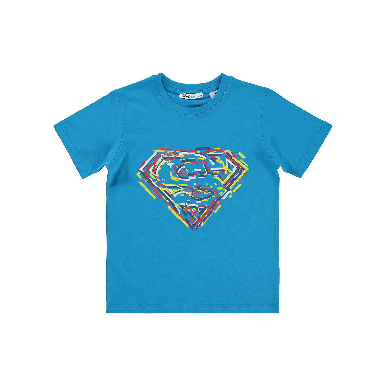 Superman Erkek Çocuk Tişört 6-9 Yaş Koyu Turkuaz