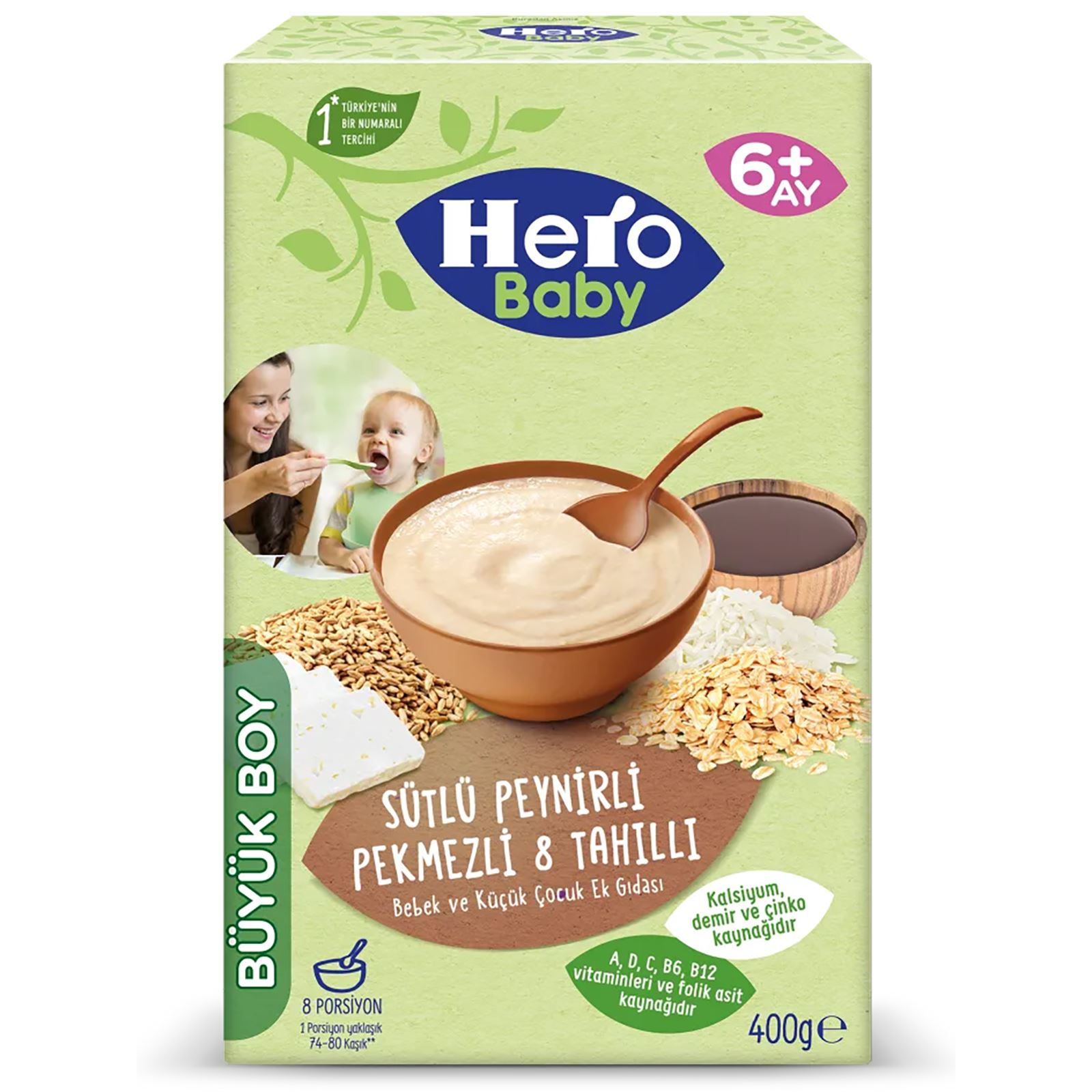 Hero Baby Sütlü Peynirli Pekmezli 8 Tahıllı Ekonomik Paket 400 gr