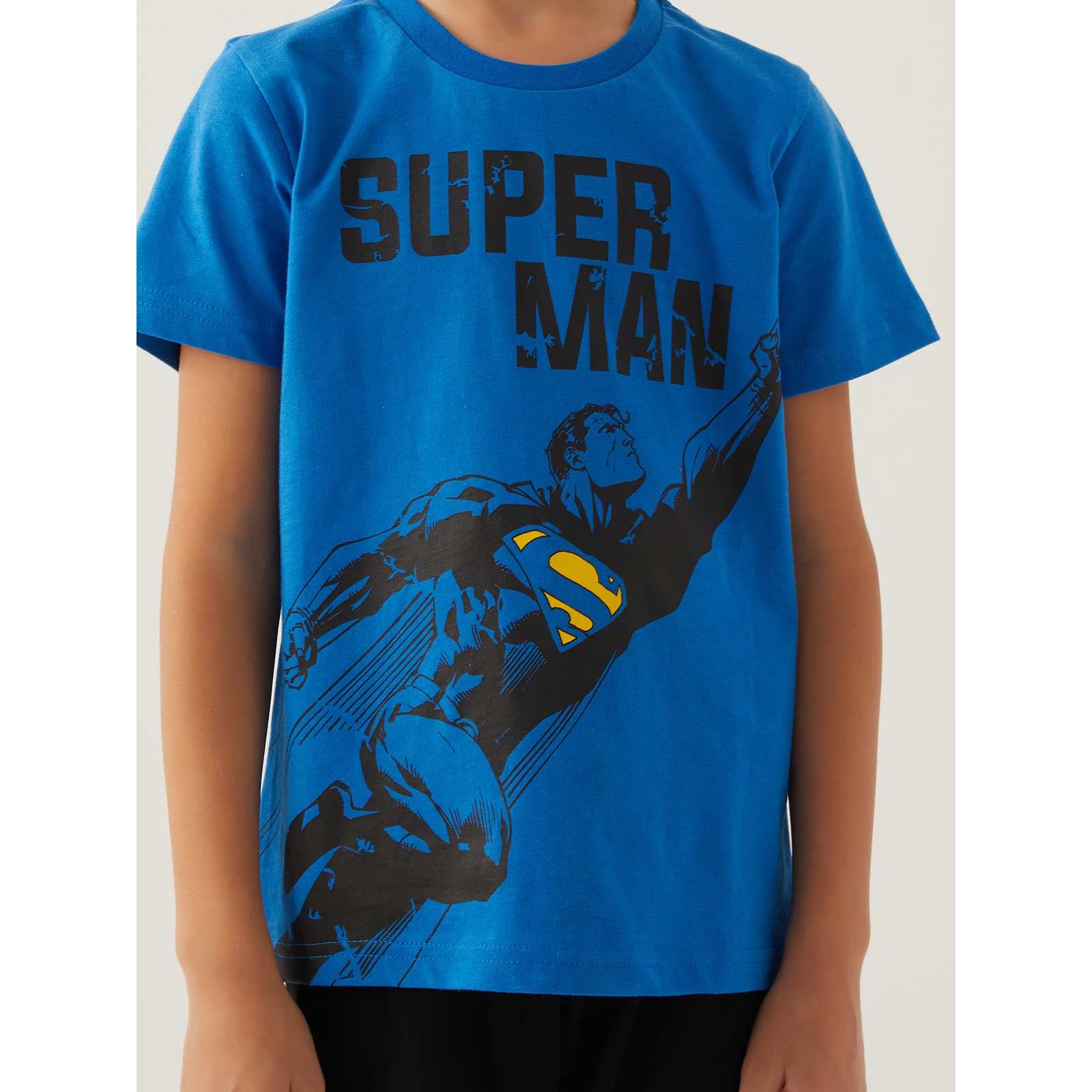 Superman Erkek Çocuk Şortlu Takım 3-8 Yaş Mavi