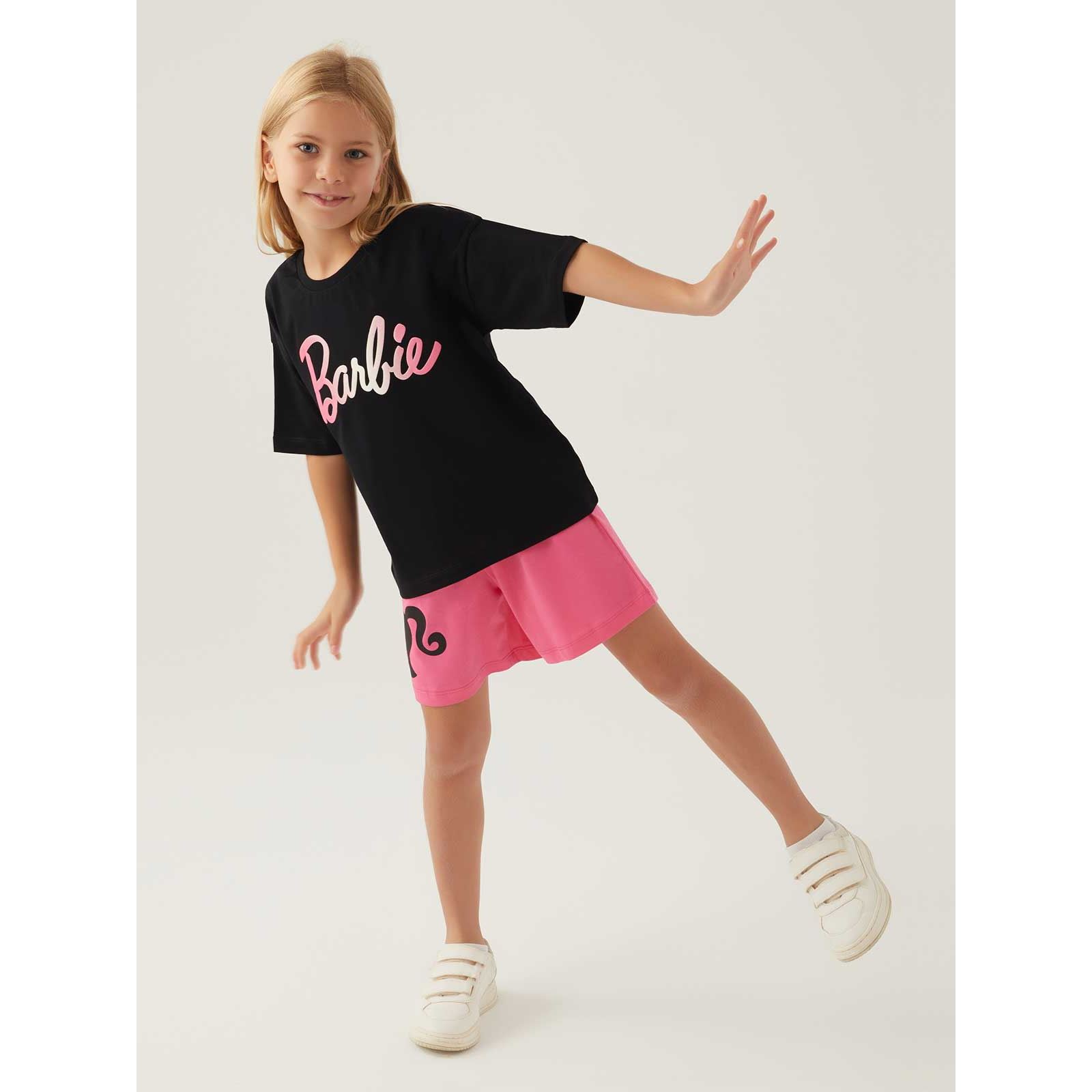 Barbie Kız Çocuk Şortlu Takım 9-14 Yaş Siyah