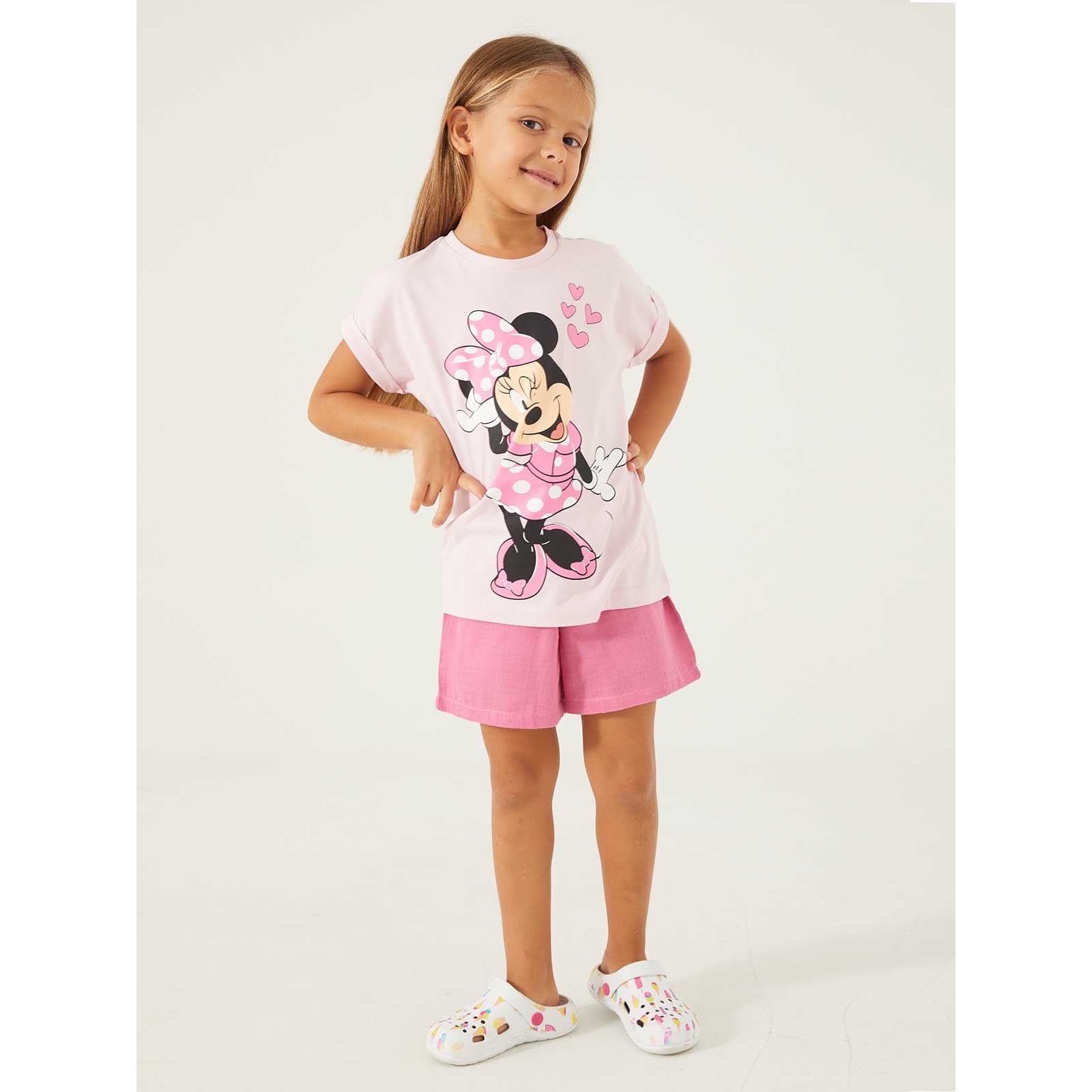 Minnie Mouse Kız Çocuk Şortlu Takım 9-14 Yaş Açık Pembe
