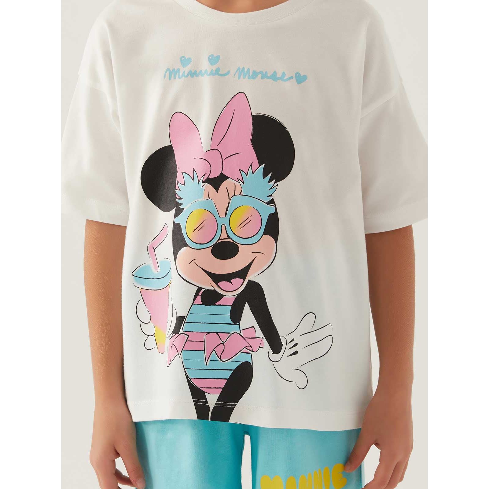 Minnie Mouse Kız Çocuk Şortlu Takım 3-8 Yaş Krem