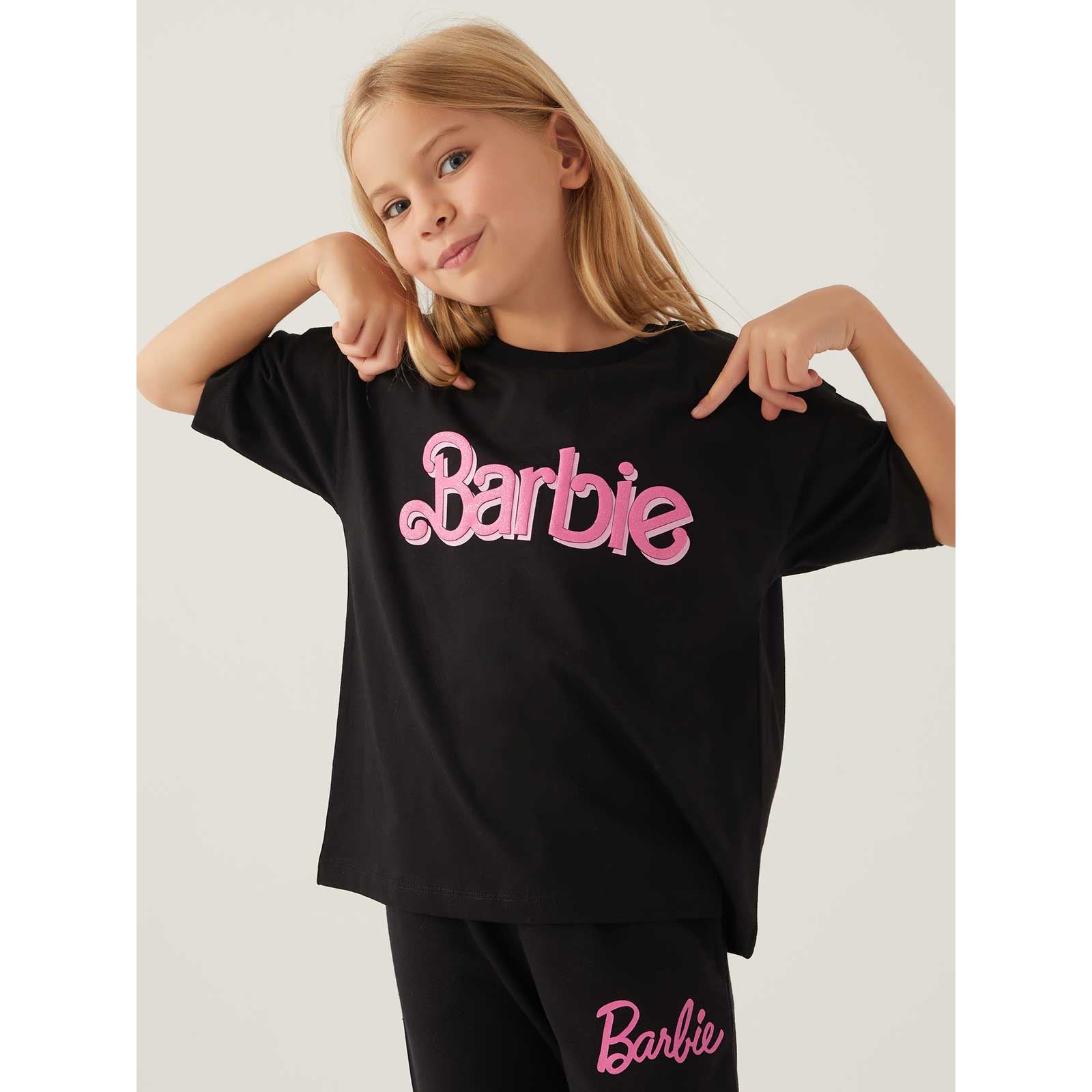Barbie Kız Çocuk Tişört 3-7 Yaş Siyah