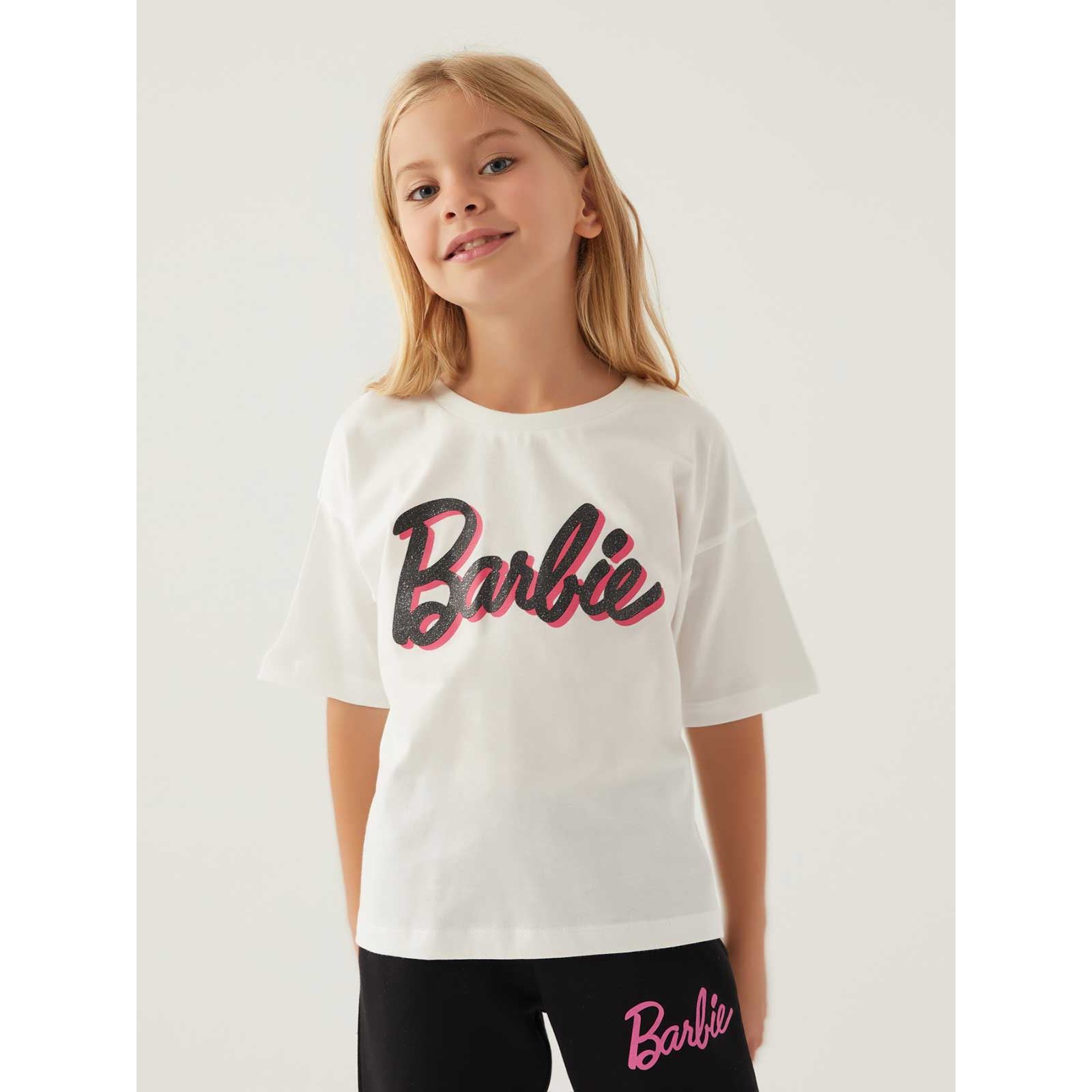 Barbie Kız Çocuk Tişört 3-7 Yaş Krem