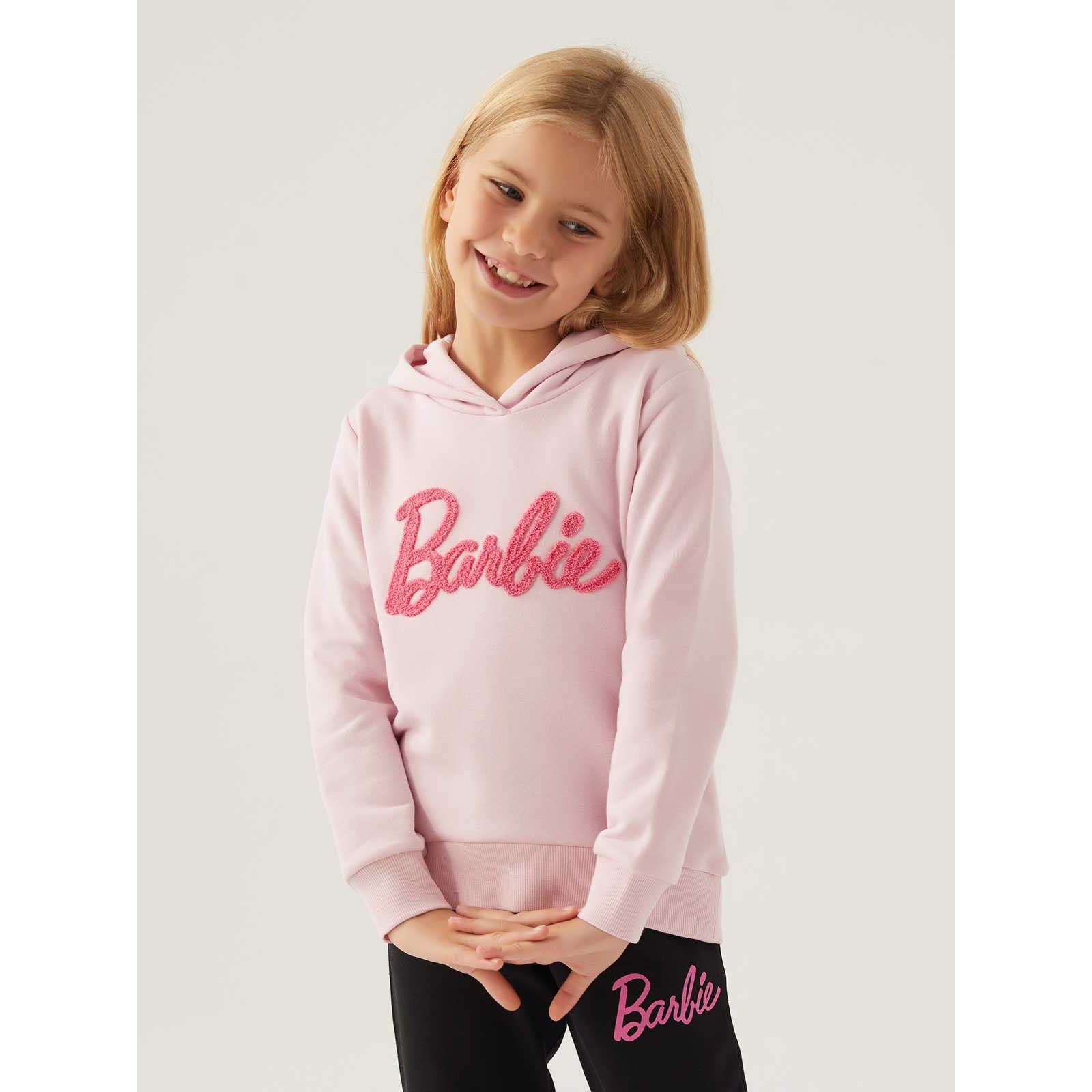 Barbie Kız Çocuk Kapüşonlu Sweatshirt 3-7 Yaş Toz Pembe