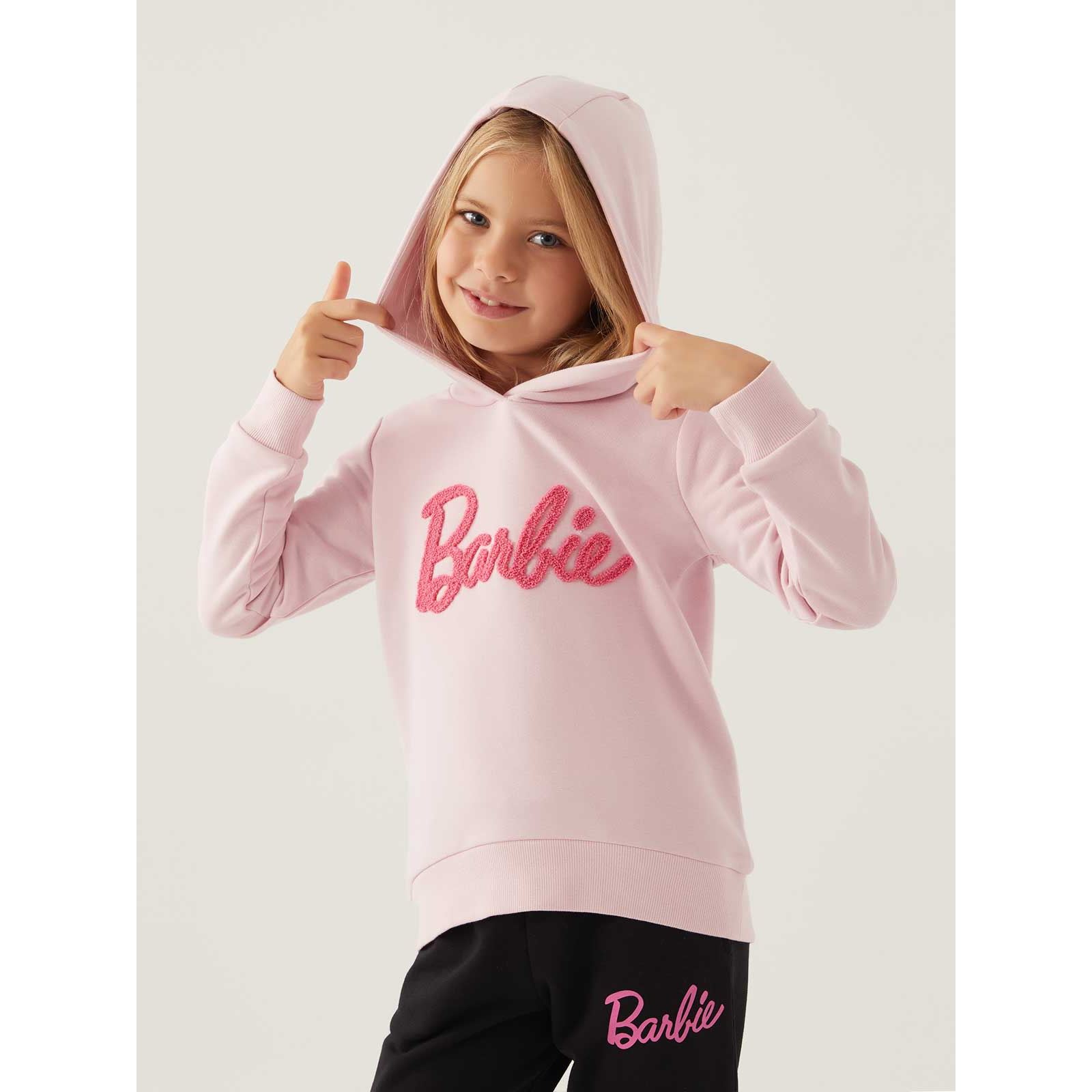 Barbie Kız Çocuk Kapüşonlu Sweatshirt 3-7 Yaş Toz Pembe