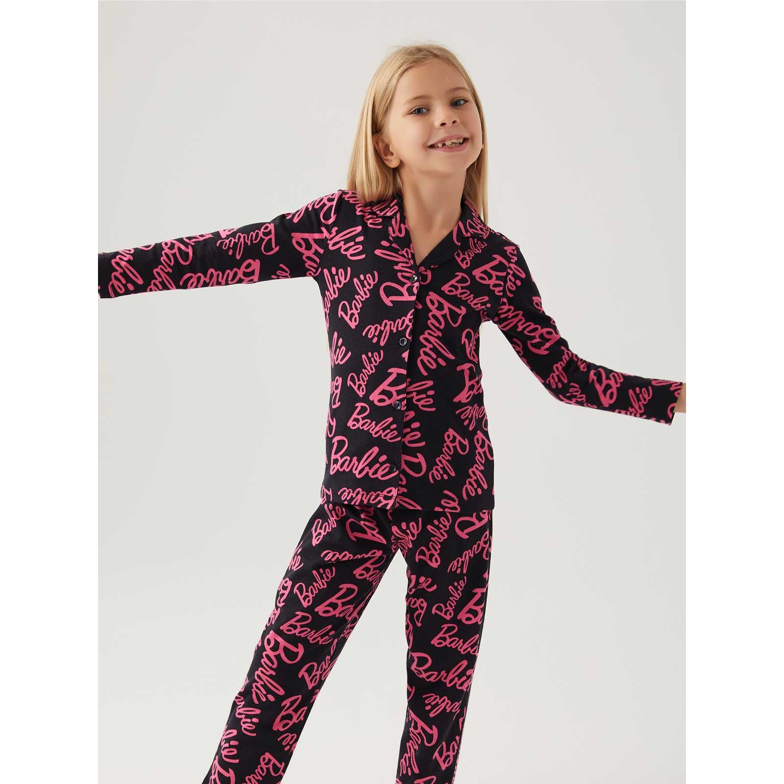 Barbie Kız Çocuk Pijama Takım 9-14 Yaş Siyah