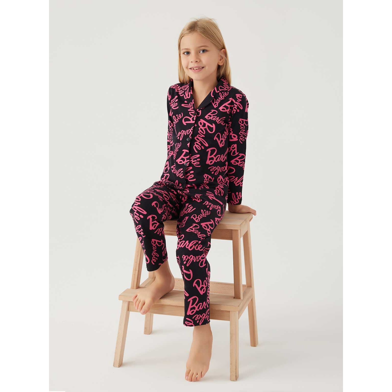 Barbie Kız Çocuk Pijama Takım 9-14 Yaş Siyah