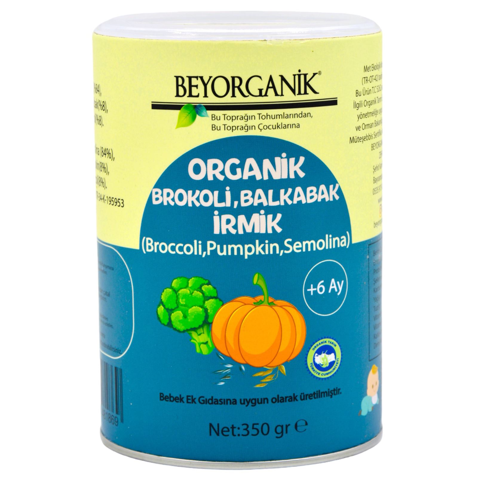 Beyorganik Bebek Ek Gıdası Organik Brokoli Balkabak İrmik 350 gr