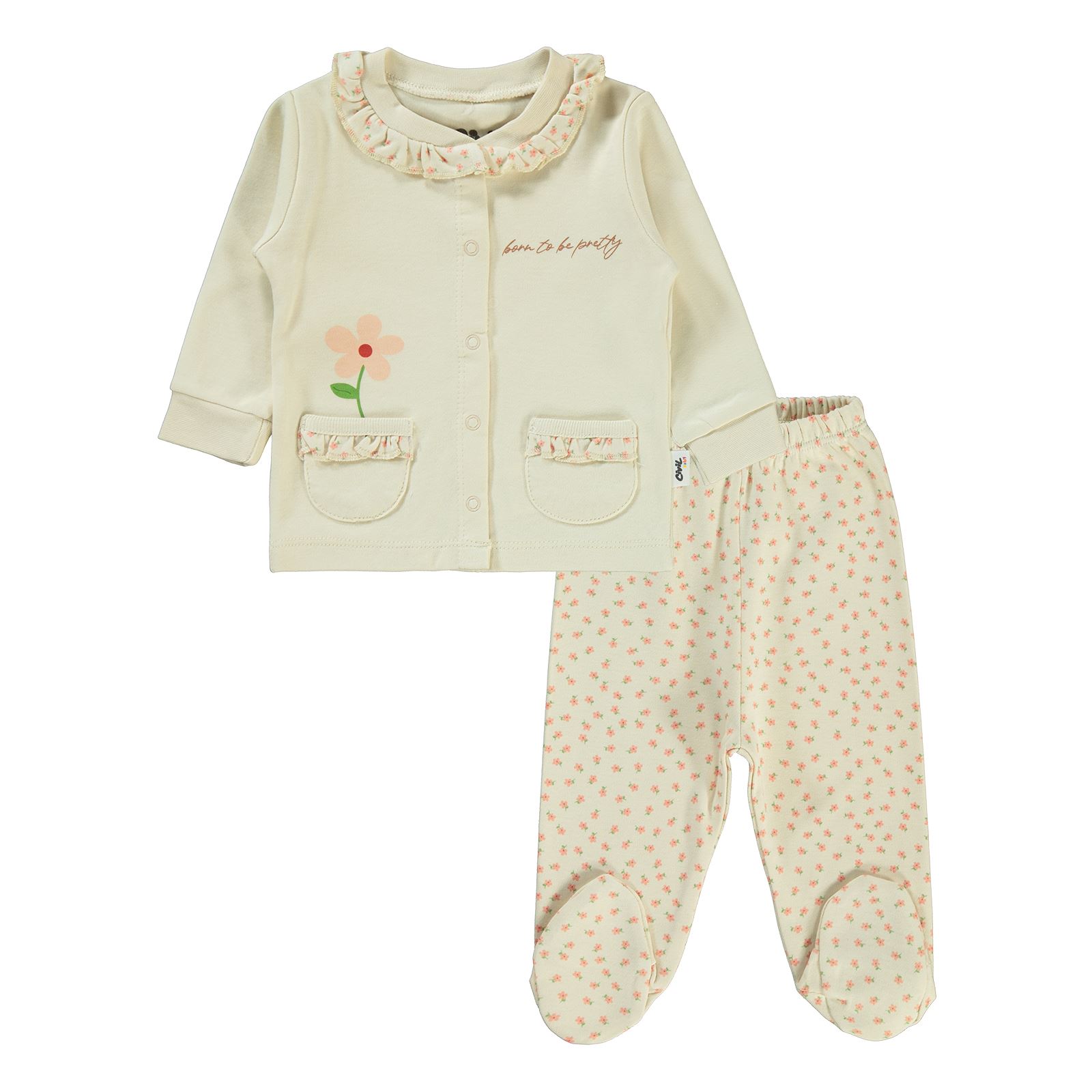 Civil Baby Kız Bebek Pijama Takımı 1-6 Ay Tebeşir
