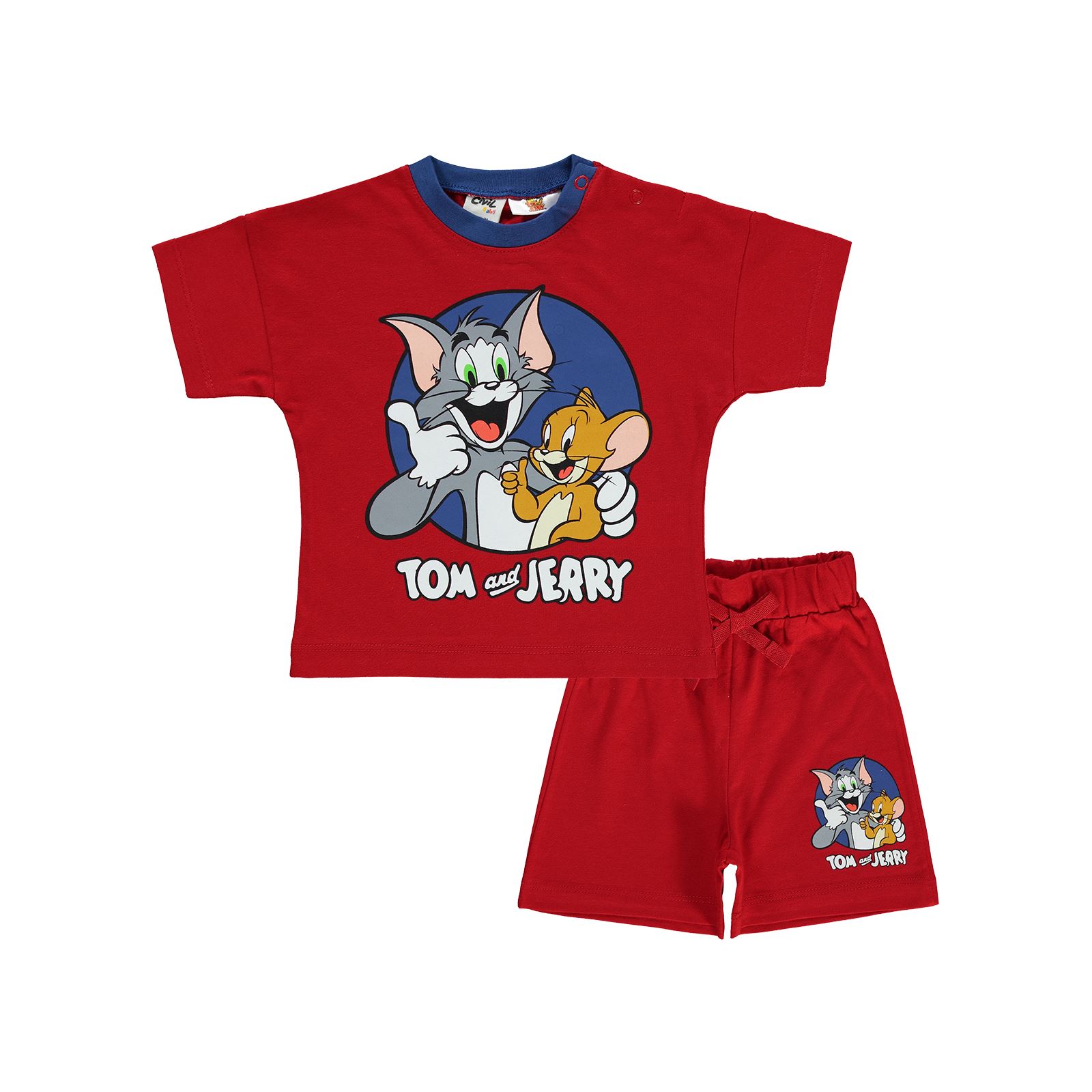 Tom And Jerry Erkek Bebek Şortlu  Takım 6-18 Ay Kırmızı
