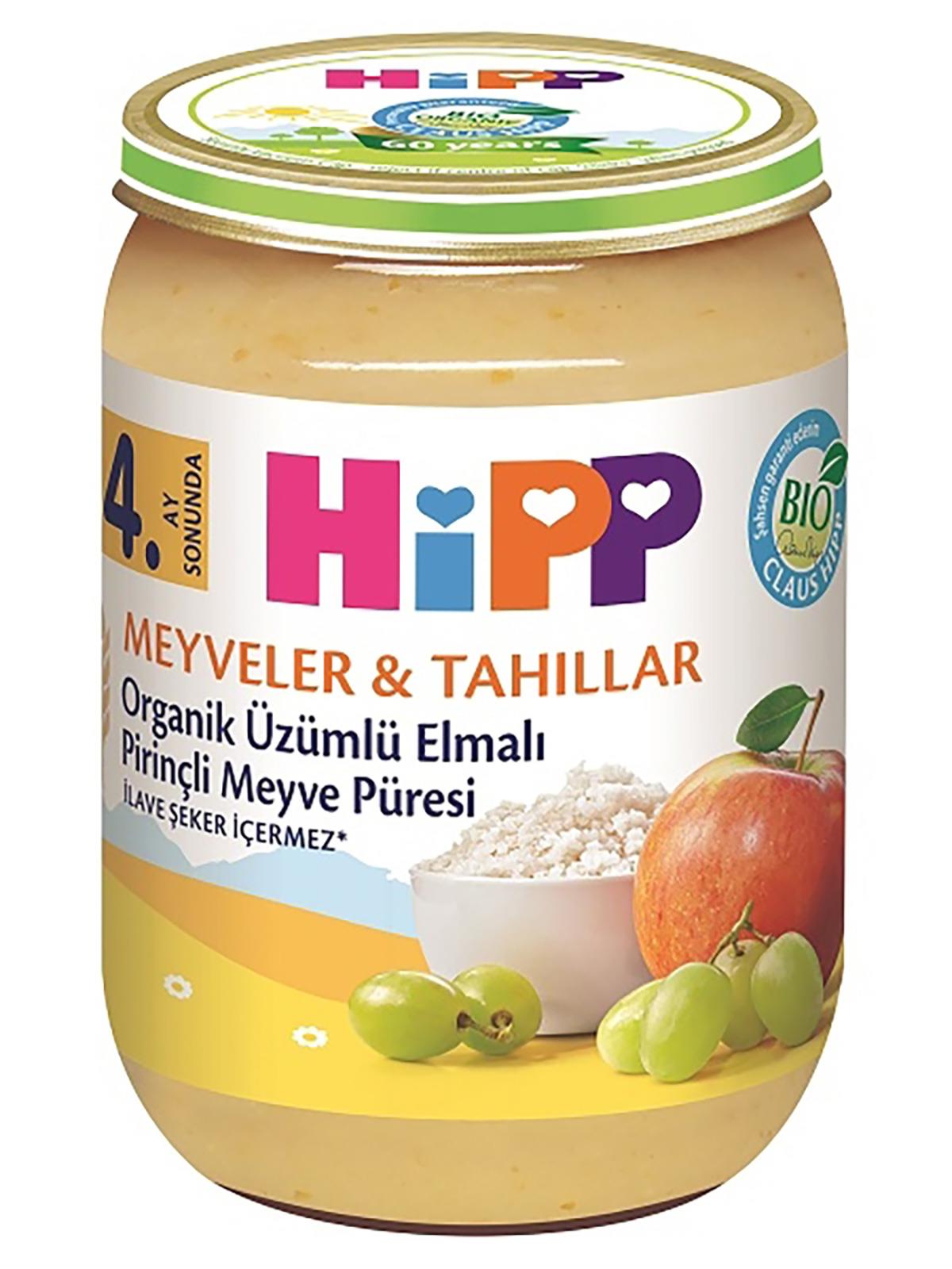 Hipp Üzümlü Elmalı Pirinçli Meyve Püresi Kavanoz Mama 190 gr +4 Ay